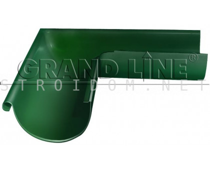 Угол желоба внешний 90град. 125мм. RAL 6005 зеленый мох Гранд лайн Grand Line