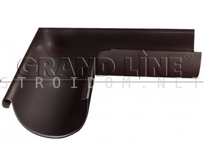 Угол желоба внешний 90град. 125мм. RAL 8017 шоколад Гранд лайн Grand Line