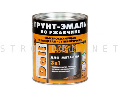 Грунт-эмаль по ржавчине 3в1 Гладкая 2,5л RAL 6005 зеленая Дали Dali
