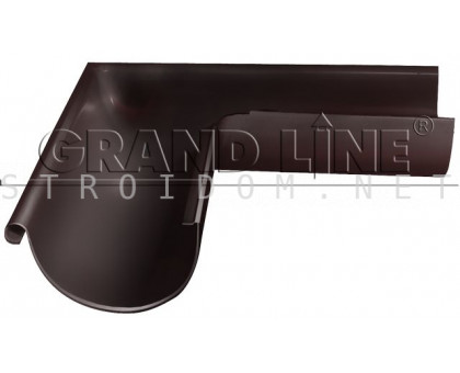 Угол желоба внешний 90град. 125мм. RAL 8017 коричневый ОПТИМА Гранд лайн Grand Line