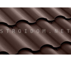 Металлочерепица 0,5 сталь Kredo Satin RAL 8017 шоколад Гранд лайн Grand Line