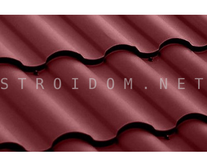 Металлочерепица Kredo Velur матовый полиэстер 0,5 RAL 3005 Гранд лайн Grand Line
